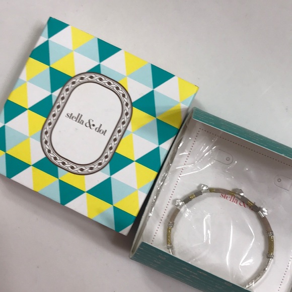 STELLA & DOT BLUSH SILVER COLOR BLOCK CUFF - Picture 6 of 6